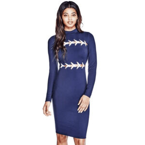 Guess Dress Womens Pia Detail Sweater Sheath Bodycon Blue Size Small‎
